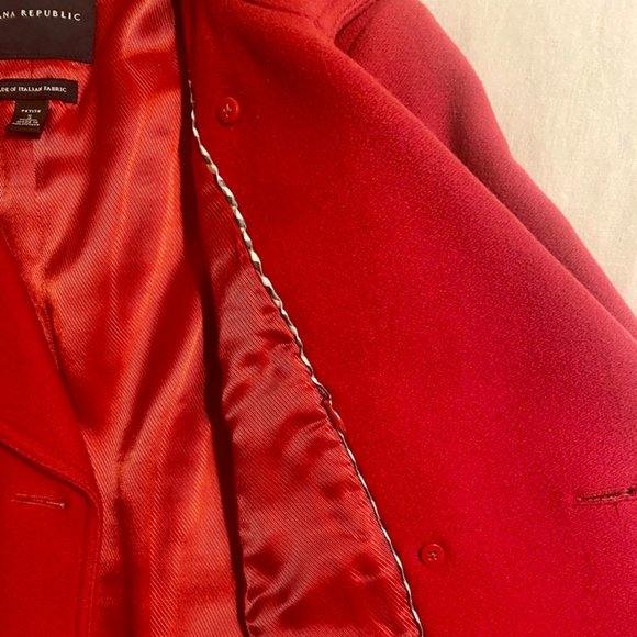 BANANA REPUBLIC Petite Red Italian Wool Coat - Picture 9 of 13
